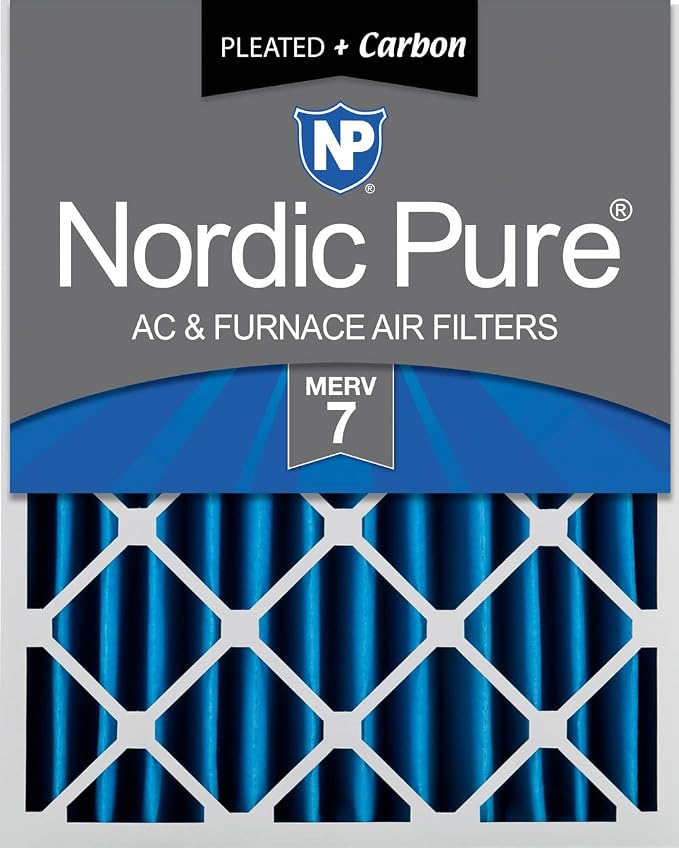 Nordic Pure 20x20x4 Pleated Air Filters MERV 7 Plus Carbon 1 Pack