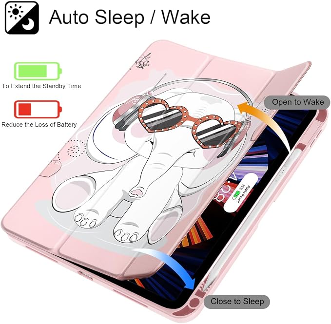 Tuiklol Case for iPad Air 11 Inch M4 2026 / Air 11 Inch M3 2025 / Air 11 Inch M2 2024 / iPad Air 10.9 Inch 2022 2020 Buit in Pencil Holder with Shockproof Cover Clear Transparent Back Black Flower