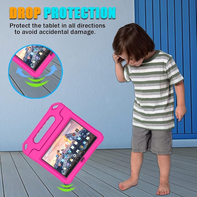 DJ&ampRPPQ10 inch Tablet Case for KidsLight Weight Shock Proof Convertible Handle Stand Kids Case Pink