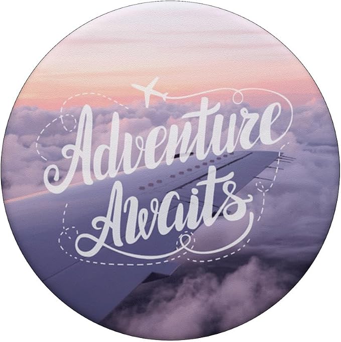 Adventure Awaits Airplane Travel Quote by Nature Magick PopSockets Adhesive PopGrip