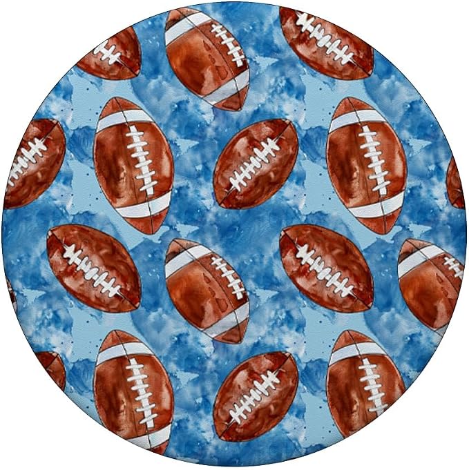 Blue Brown American Football Watercolor Sports Pattern PopSockets Adhesive PopGrip