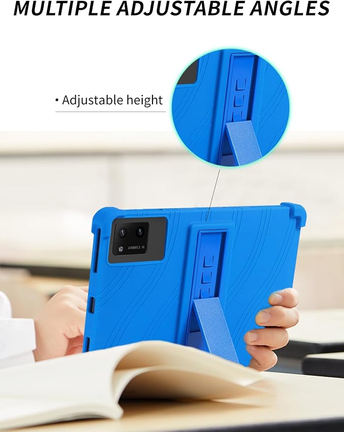 Case for DigiLand-S10 10.1 Android 14 Tablets，WUNIAK Shock Proof Lightweight Stand Rubber Shell Protective CoverKids Friendly Soft Silicone Adjustable Stand CoverBlack