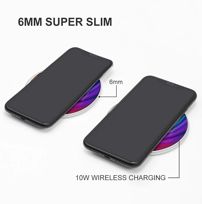 Rainbow Spiral Wireless Charger 10W Portable Fast Wireless Charging Pad Compatible with Phone Slim Charging Station Lightweight Charger Mat Charging Block for Travel Home Office