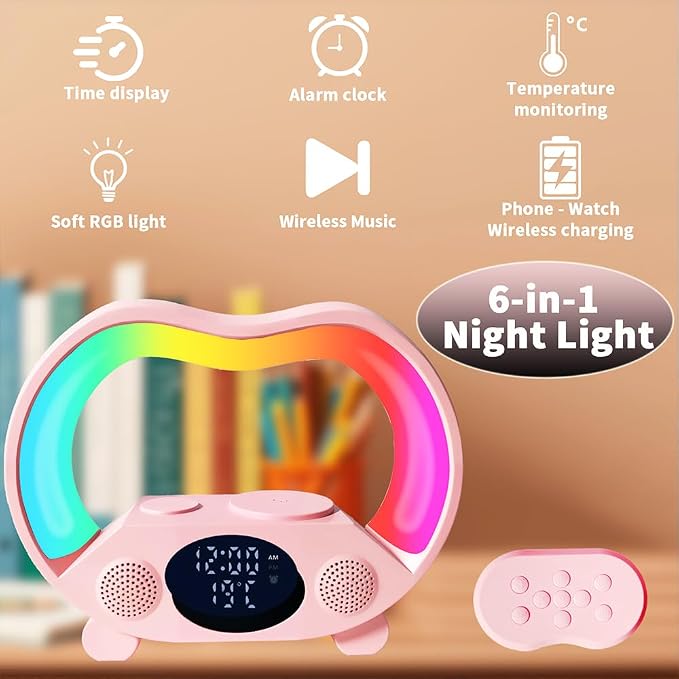 IHAO 3in1 Multifunctional Foldable Wireless Charging Station with LED Ambient Night Light Fast QC3.0 Charger for Phone iWatch Headphone Space-Saving Auto-Shutoff &amp Overcharge Protection-Black