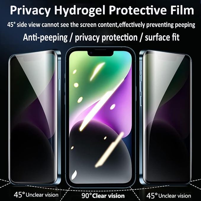 Privacy Screen Protector for iPhone 17 [Anti-Spy] High-sensitivity Soft Hydrogel Film [Not Tempered Glass]