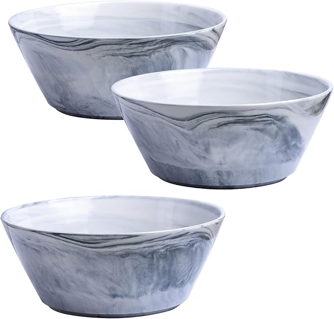 Yundu Grey Marble Ceramics Bowls Set, 58 Ounces Large Salad Bowl Set of 3, Serving Bowls, Large Cereal Snack Bowls for Kitchen, Dishwasher & Microwave Safe