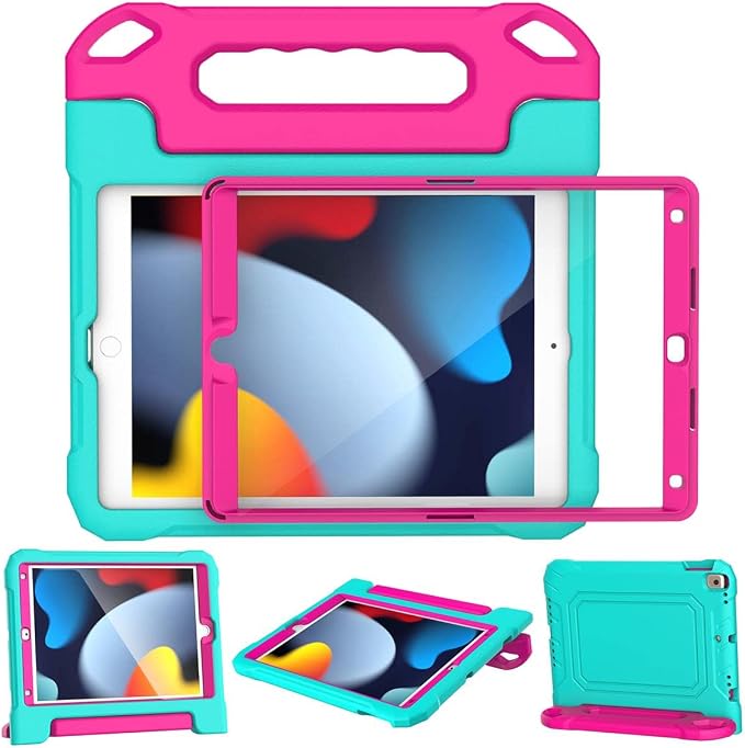SUPLIK Kids Case for iPad 9th/8th/7th Generation -10.2 inch 2021/2020/2019 Built with Screen Protector Durable Shockproof Handle Stand Case for Apple iPad Gen 9/8/7 Black