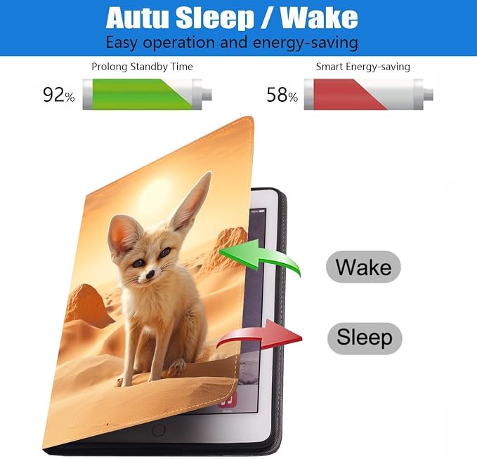 Case for iPad 6th/5th Generation (2018 2017 Model 9.7 Inch) iPad Air 2/Air 1 (9.7 Inch) Slim PU Leather Stand Folio Cover with Auto Wake Sleep African Woman Wolf