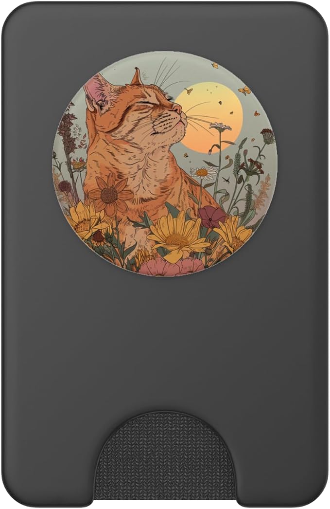 Orange Tabby Cat Orange Cat Flower Floral PopSockets Adhesive PopGrip