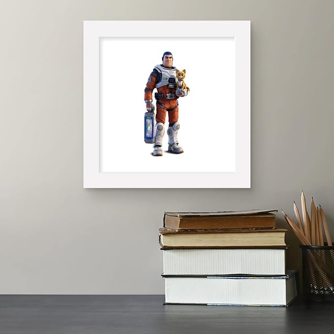 Trends International Gallery Pops Disney Pixar Lightyear - Buzz Lightyear and SOX Wall Art Wall Poster, 12" x 12", White Framed Version