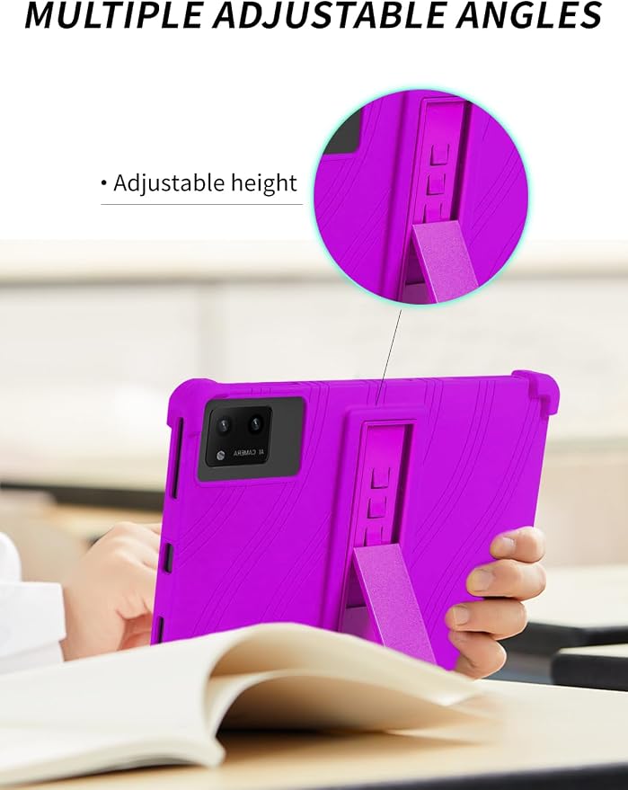 Case for DigiLand-S10 10.1 Android 14 Tablets，WUNIAK Shock Proof Lightweight Stand Rubber Shell Protective CoverKids Friendly Soft Silicone Adjustable Stand CoverBlack
