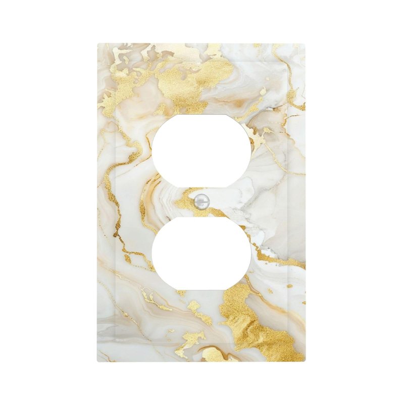 SgEdao Decorative Outlet Covers Luxury Marble Grey Gold Foil Abstract Art 1 Gang Duplex Light Switch Cover Plate Unique Wall Plates for Electrical Outlets Switch Plate Covers for Modern Home Decor