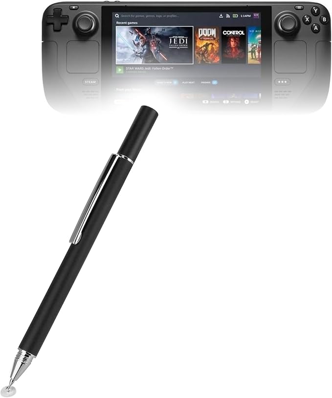 BoxWave Stylus Pen Compatible with Valve Steam Deck OLED - FineTouch Capacitive Stylus Super Precise Stylus Pen - Jet Black