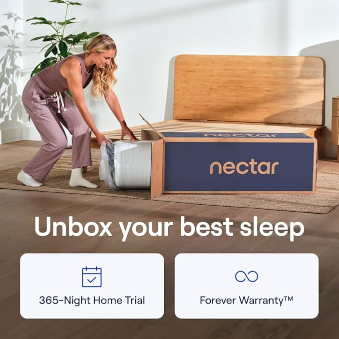 Nectar Luxe Hybrid 14” Cal King Mattress - Medium Firm - Memory Foam & Innerspring Coils - Cooling Fibers - 3” Pressure Relief Layer - Mattress in a Box - 365-Night Trial & Forever Warranty