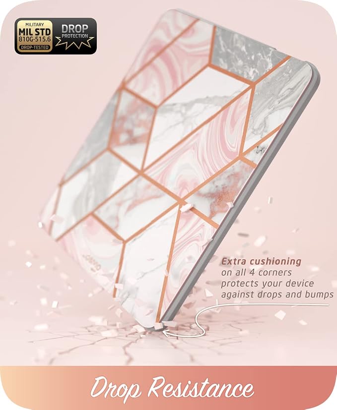 i-Blason for iPad mini 7 Case iPad mini 6 Case 8.3 inch Marble | Built-in Screen Protector Auto Sleep/Wake Pencil Holder Trifold Stand Full-Body Protection