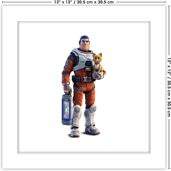 Trends International Gallery Pops Disney Pixar Lightyear - Buzz Lightyear and SOX Wall Art Wall Poster, 12" x 12", White Framed Version