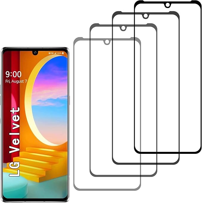 [4 Pack] Tempered Glass Screen Protector for LG Velvet | Tempered Glass Scratch Resistant Easy-Install Bubble Free Anti-Fingerprint