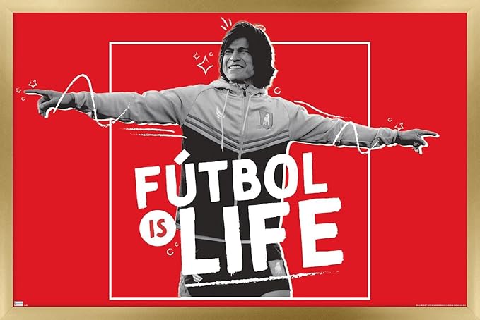 Ted Lasso - Futbol is Life Wall Poster, 34L" x 22.4W", Gold Framed Version