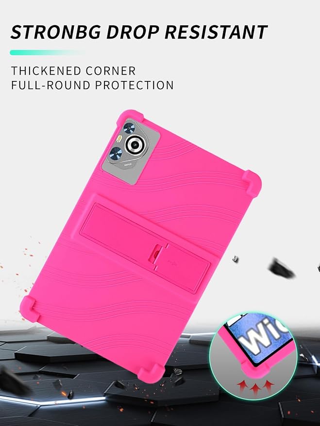 Case for Dghrti TAB30 2025 Android 14 Tablet 10.1 Inch，WUNIAK Shock Proof Lightweight Stand Rubber Shell Protective CoverKids Friendly Soft Silicone Adjustable Stand CoverBlack