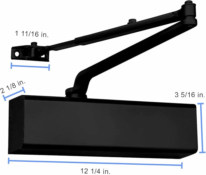 Lawrence Heavy Duty Door Closer Commercial Grade 1 - Adjustable 6-Speed Delayed-Action Door Control with 3 Pistons – Flexible Installation with Included Hardware - Embassy Series LH816