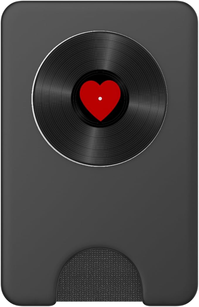 Retro Vinyl Record Red Heart Music Lover PopSockets Adhesive PopGrip