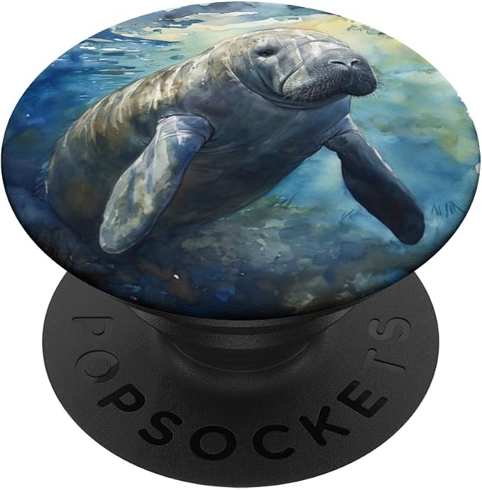 Watercolor Manatee PopSockets PopGrip for MagSafe