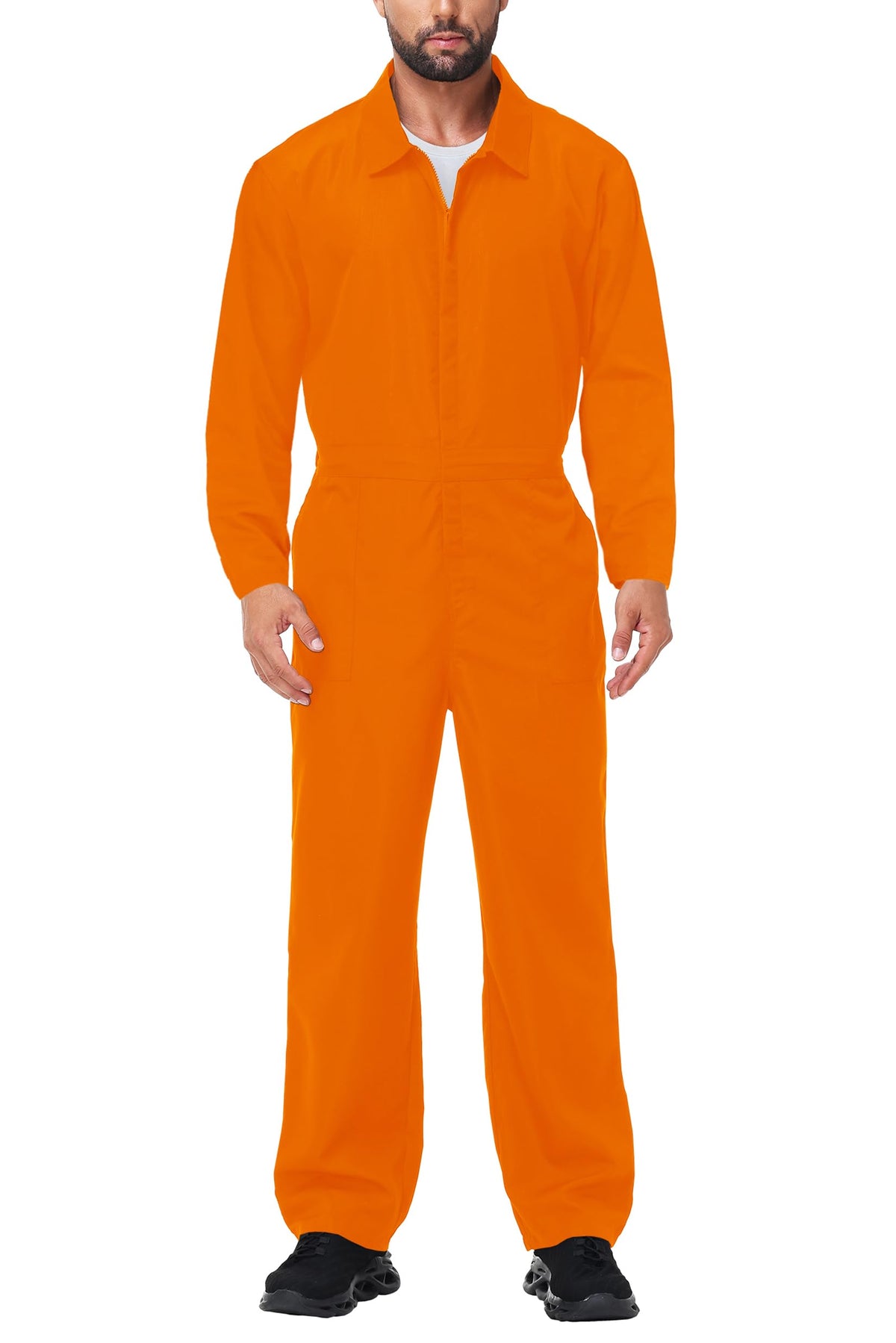 Unisex Jail Uniform Overalls Mens Halloween Long Sleeve Inmate Outfits Orange Jail Uniform Jumpsuit 2XL