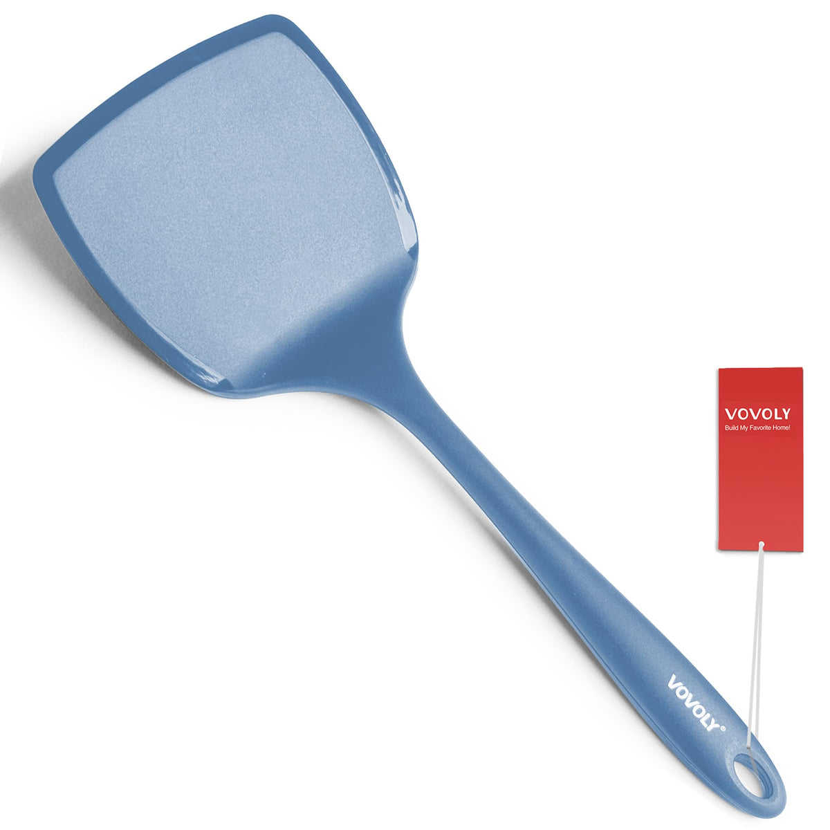 Silicone Pancake Spatula Turner with Lengthened Handle& Seamless Design, Heat Resistant Cooking Spatulas for Nonstick Cookware, Large Flexible Kitchen Utensils, Flipper for Egg, Pancake, Starry Blue