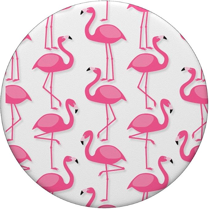 Pink Flamingo Flamenco Party White Background PopSockets Adhesive PopGrip