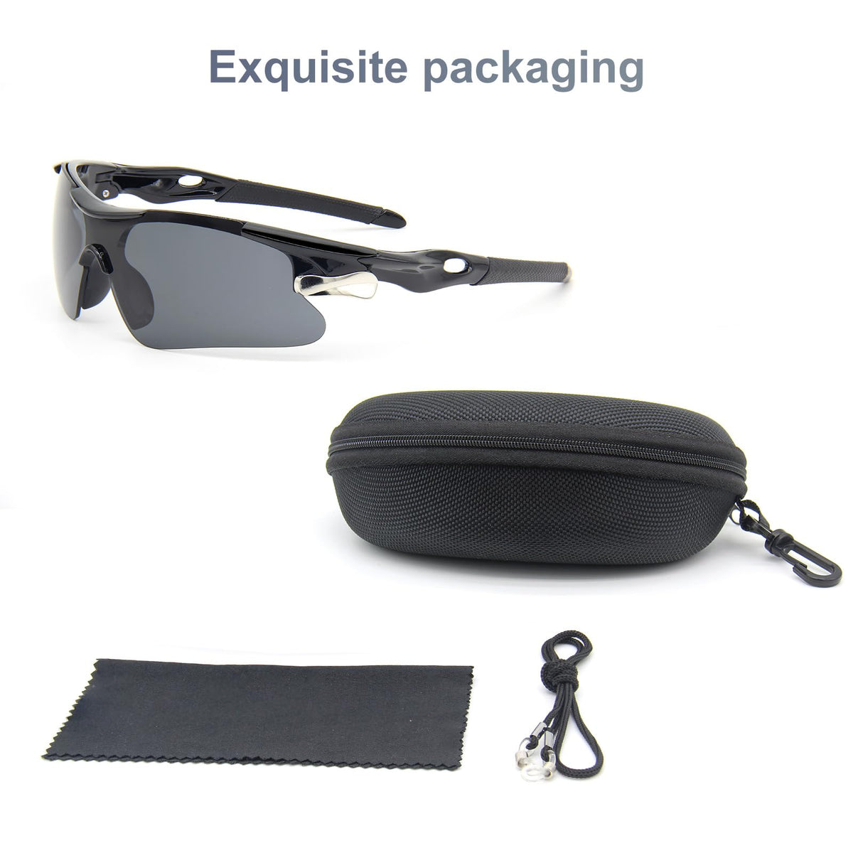 ZOSIMP Unisex Sports Sunglasses UV400 Protection Shatterproof Lenses Windproof Lightweight Frame for Running Cycling Mountain Climbing Outdoor Activities（Black）