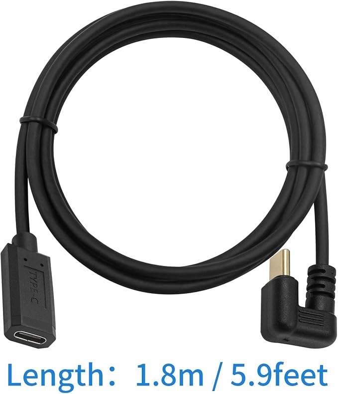 Poyiccot USB Type C Extension Cable 6ft U Shape USB C 10Gbps 60W USB 3.1 Type C Male to Female Cable 180 Degree Type C Extender for Smartphone MacBook