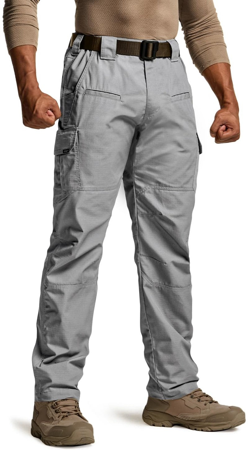 CQR Men's Tactical Pants, Water Resistant Ripstop Cargo Pants, Lightweight EDC Work Hiking Pants, Outdoor Apparel, Raider Stone, 44W x 30L