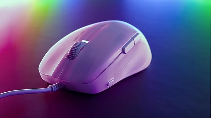 Turtle Beach Pure SEL Wired RGB Gaming Mouse, Ultra-Light 49g Ergonomic Design, 8000 DPI Optical Sensor, Mechanical Switches, Pretension System, Pure PTFE Glides, AIMO RGB Lighting – White