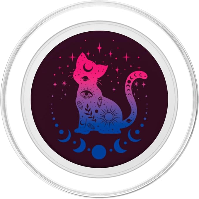 Celestial Bisexual Astrology Cat Colours of Bi Pride Flag PopSockets Adhesive PopGrip