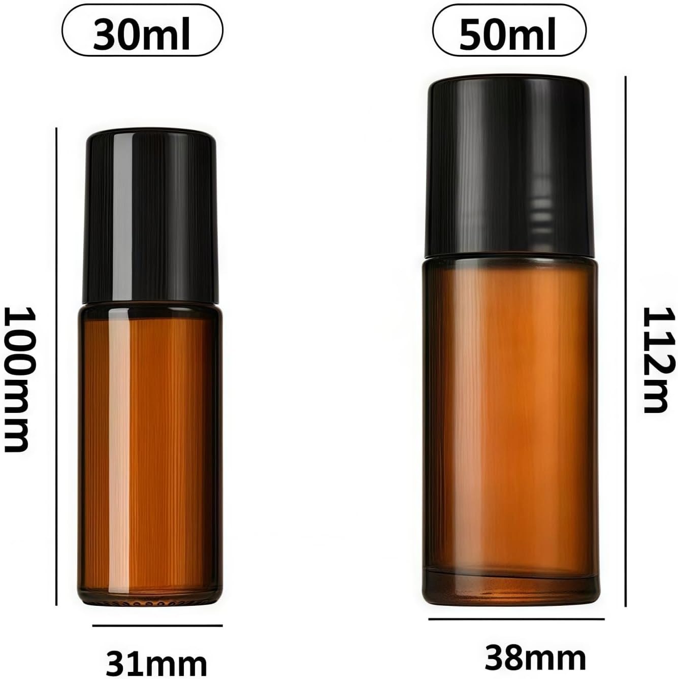 2Pcs Brown 30ml Glass Essential Oil Roller Bottles,Perfume Roller,Refillable Roll on Bottles Container Empty Deodorant Rollerball Beauty and Personal Care Tools for Fragrance Cosmetics Roll on ottles