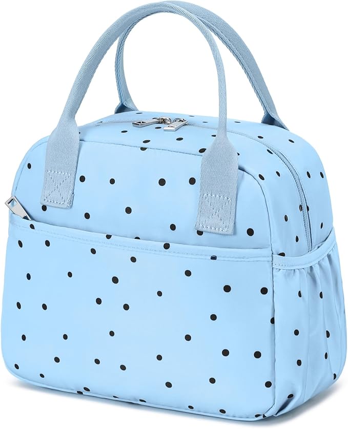 CAMTOP Lunch Box for Women Men Insulated Lunch Bag Lunch Tote Bag Leakproof Thermal Cooler Large Capacity for Travel Work School Picnic (Blue Black Dots)