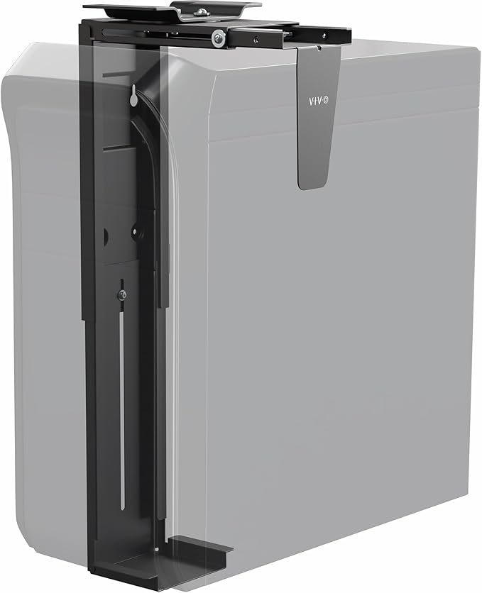 VIVO Under Desk and Wall 8.3 to 13 inch Wide Office and Gaming PC Mount, Large Computer Case CPU Machine Holder with Swivel and Locking, Holds 44 lbs, Black, MOUNT-PC01L