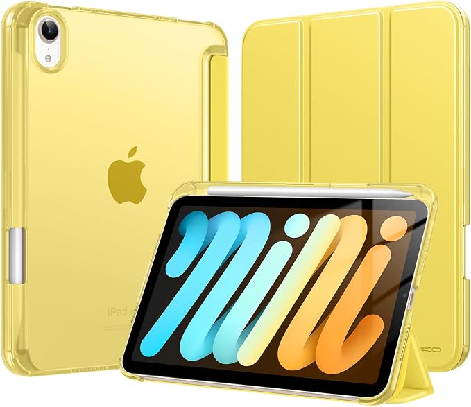 MoKo for iPad mini A17 Pro Case 8.3 Inch 2024 iPad mini 7th/6th Case 2021 | For iPad Mini Case with Pencil Holder Light Trifold Smart Protective Cover with Hard PC Translucent Back Shell Agave Gree