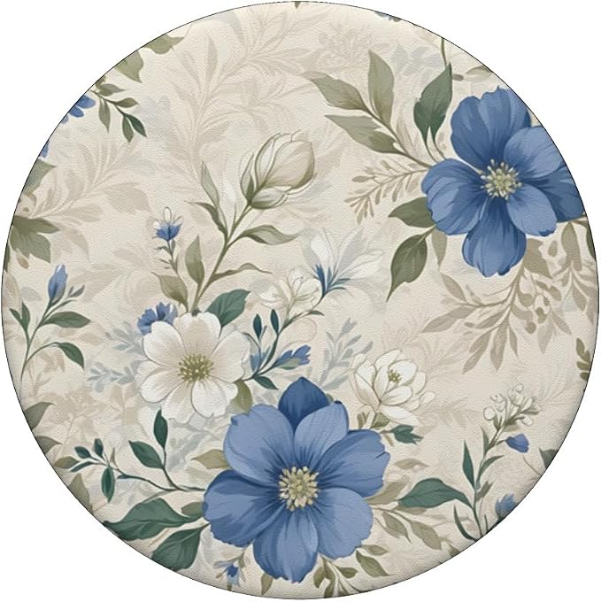 White Blue Floral Pattern PopSockets Adhesive PopGrip
