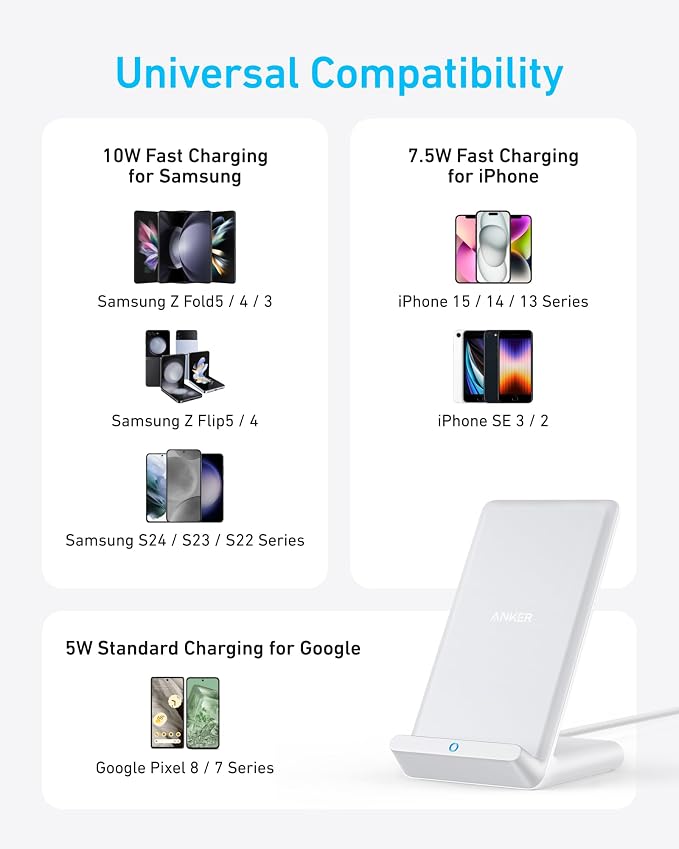 Anker 313 Wireless Charger (Stand) &amp Prime Foldable MagSafe Charger 25W Qi2.2-Certified Palm-Sized Travel-Ready 3-in-1 Charging Station AirCool Wireless Charger for iPhone 17