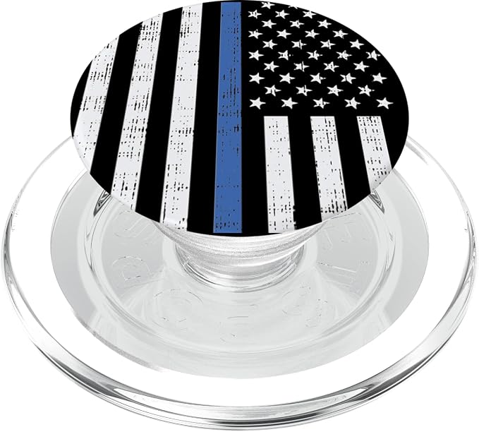 Thin Blue Line US Flag Police Officer Law Enforcement Gift PopSockets Adhesive PopGrip