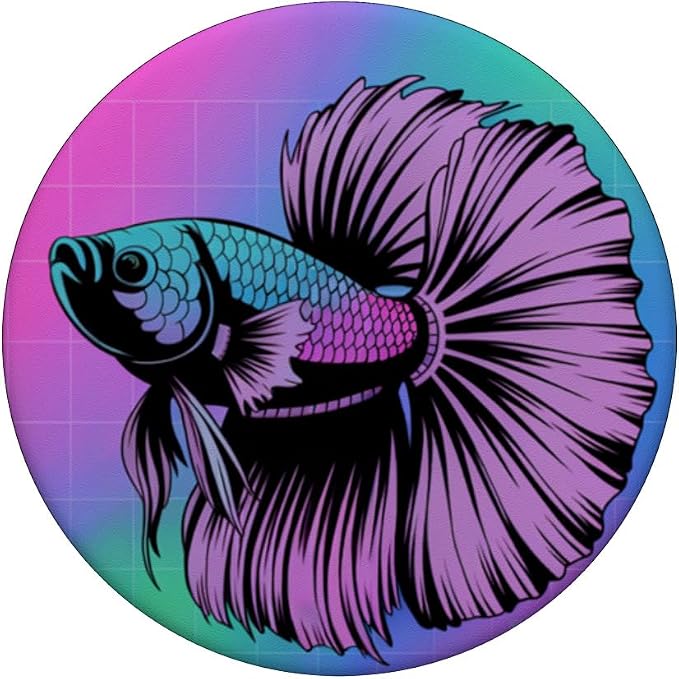 Cyberpunk Aquarium Halfmoon Betta Fish Vaporwave Aesthetic PopSockets PopGrip for MagSafe