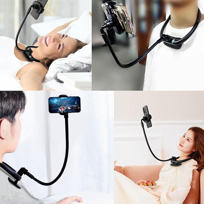 Neck Phone HolderFlexible Gooseneck Hand Free Cell Phone Stand | 360° Rotation Adjustable Phone Holder for Bed Universal Multi-Functional Phone Stand for 4.7''-6.7'' Phone