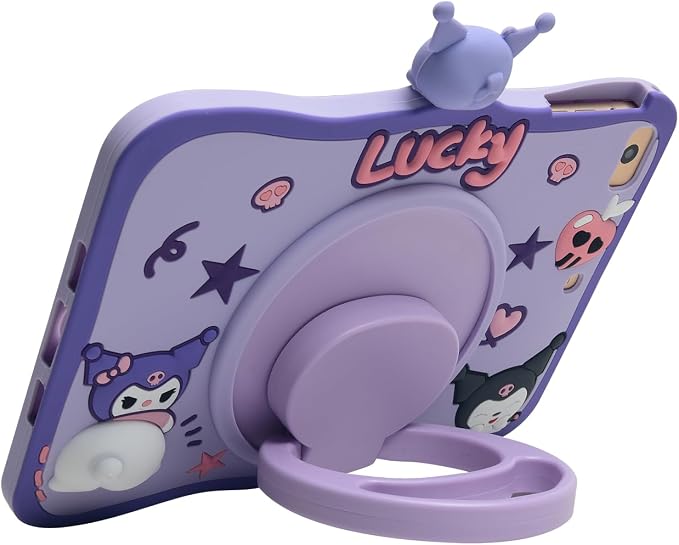 Cartoon Case for iPad mini 1/2/3/4/5 7.9，MONEHOYSY Cute Soft Silicone Kickstand [Drop ProofShock ProofAnti Slip] Back Stand Cover Case for Kids Children Teens Girls Boys (Kitty-1)