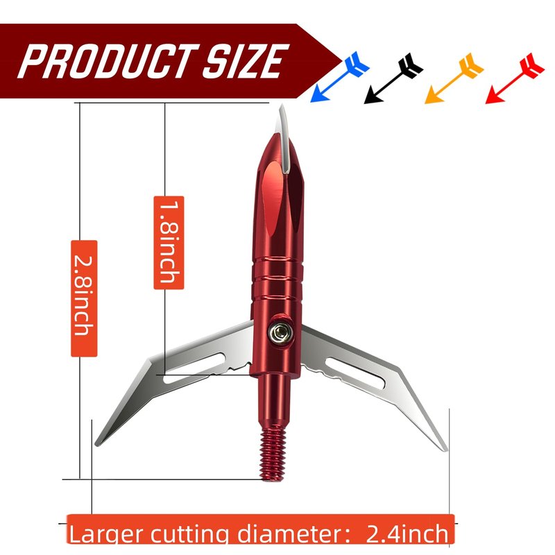 e5e10 12pcs Hunting Broadheads 100 Grain Archery Broadheads New Stell Broadheads + 1 pcs Metal Broadhead Case for Arrowheads (red)