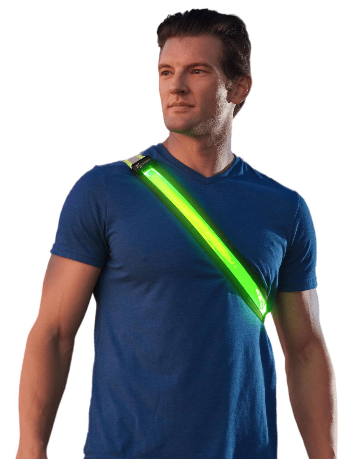 Illumiseen LED Reflective Belt Sash | High Visibility LED Lights with 2 Lighting Modes | Adjustable Quick Release Buckle | USB Rechargeable, No Batteries Needed