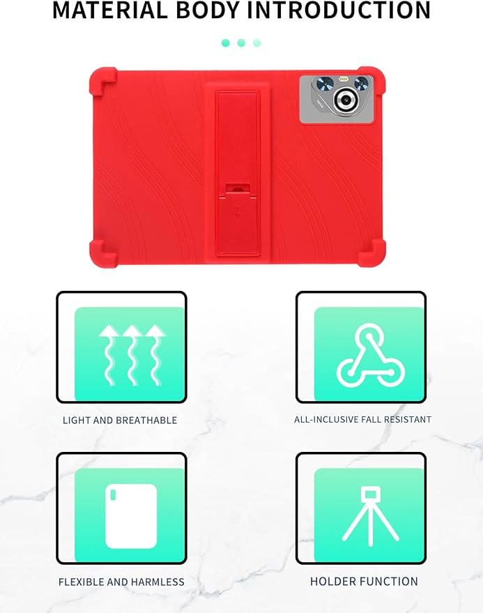 Case for Dghrti TAB30 2025 Android 14 Tablet 10.1 Inch，WUNIAK Shock Proof Lightweight Stand Rubber Shell Protective CoverKids Friendly Soft Silicone Adjustable Stand CoverBlack