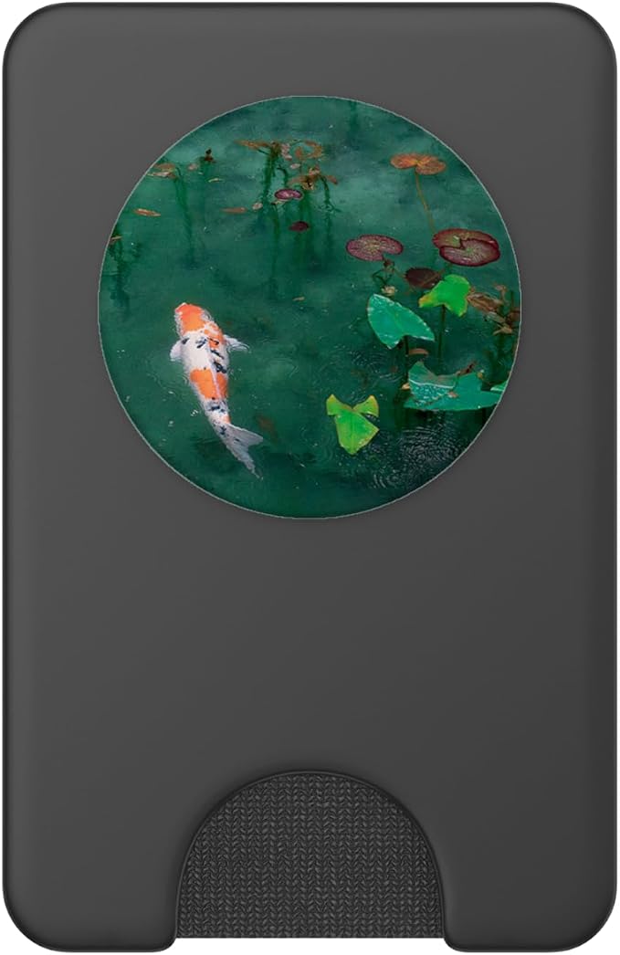 Emerald Green Majestic Zen Water Garden Japanese Koi Fish PopSockets Adhesive PopGrip