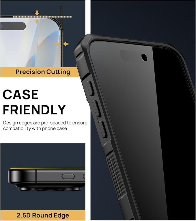 SSLOTSCASE for iPhone 17 Privacy Screen Protector [2 Pack] [9H Hardness] | Anti Spy Tempered Glass Film Military Grade Shatterproof Easy Installation Anti Reflective Screen Protector for iPhone 17
