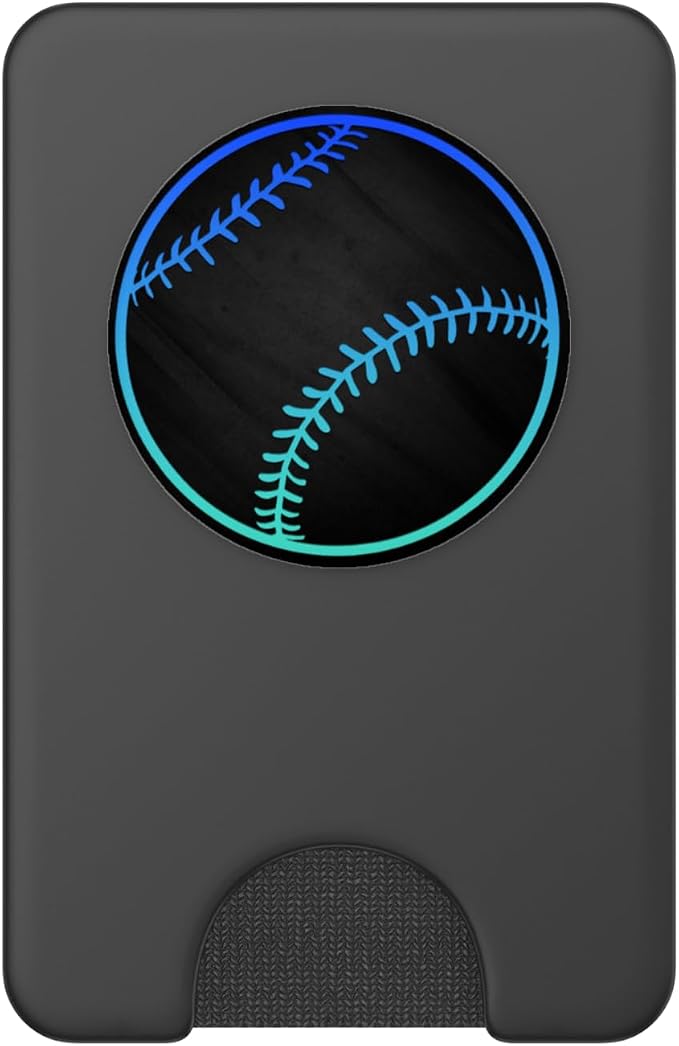 Turquoise Teal Blue Baseball Softball On a Black PopSockets Adhesive PopGrip